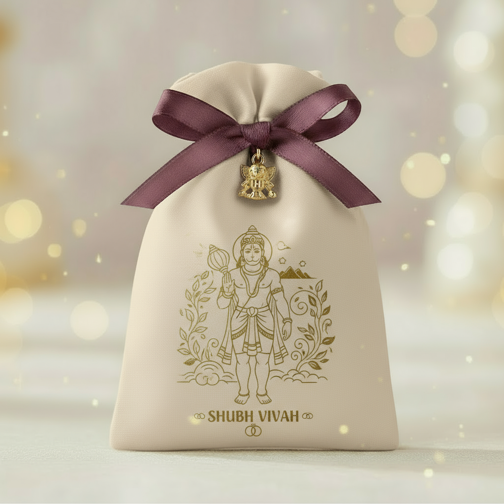 Luxe bruidszakje met afbeelding van God Hanuman